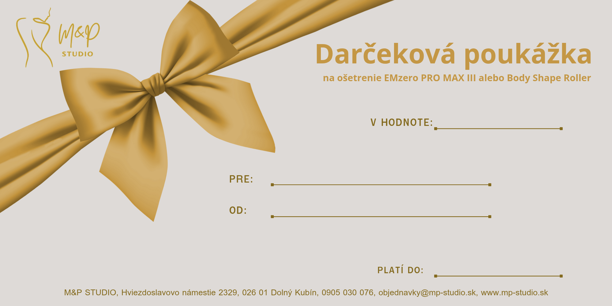Darčeková poukážka M&P Studio